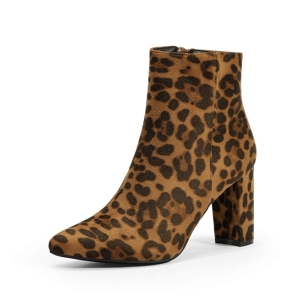 Brown and Black Ankle Boots with Block Heel